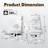 Criss Cross Chair with Wheels & Flip-up Arms, Executive Office Chair with Foot Rest, Swivel Cross Legged Office Chair, Corduroy Fabric Comfy Computer Desk Chair, Vanity Chair for Home, White - Image 2