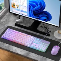Camiysn Creamy Gaming Keyboard and Mouse, Purple 104 Keys RGB and 6 Speed RGB Mouse Combo, Pudding Keycaps Silent Computer Keyboard for Computer/PC/Laptop/Mac/Windows/Office - Image 7