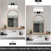 Black Bathroom Light Fixtures, 3-Light Modern Vanity Light Over Mirror, Wall Sconces with Milky White Frosted Glass Shades, E26 Socket (Bulbs Not Included) - Image 4