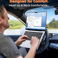 Car Laptop Mount Steering Wheel Tray Holder, Height Adjustable Car Desk for Laptop Computer Tablet, Foldable Portable Lap Laptop Stand for Car Vehicle Workstation Accessories Truck SUV Tesla - Image 2