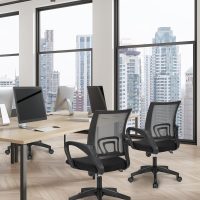 NEO CHAIR Office Desk Computer Chair Ergonomic Mesh Gaming Mid Back Seat with Comfy Lumbar Support Adjustable Height Swivel for Home Task (Black) - Image 2