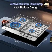 24 inch Gas Cooktop, 4 Burners Bulit-in Gas Stove 27400BTU with Thermocouple Protection,Easy Knob Control,NG/LPG Convertible Stainless Steel Easy Clean for Kitchen - Image 3