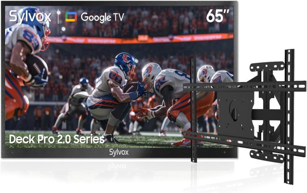 SYLVOX 65 inch Outdoor TV with Wall Mount, 4K, HDR 10, Weatherproof,1000nits, Voice Assistant Remote, for Partial Sun Area(Deck Pro 2.0, Latest Model)