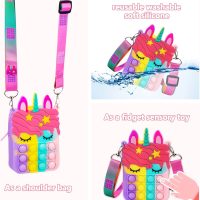 Civan Small Pop Purse,Unicorn Pop Purse for Girl Boy and Women Pop Bag with Unicorn Pop Toy,Shoulder Bag Fidget Toys Pop Fidget Backpack Toy for ADHD Anxiety School Backpack Silicone Bag Pop for Girls - Image 4