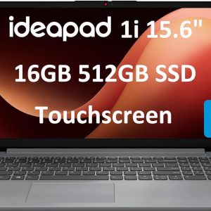 Lenovo IdeaPad 15.6" FHD Touchscreen Laptop (16GB RAM, 512GB SSD, Intel 6-Core i3-1215U (> i5-1135G7)), Narrow Bezel, Webcam, 10-Hour Long Battery Life, Wi-Fi 6, Win 11 Home S Mode, Cloud Grey
