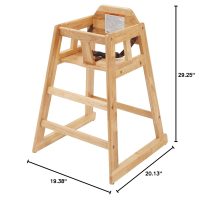 Winco Unassembled Wooden High Chair, Natural,Tan, Medium - Image 2