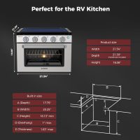 CAMPLUX Classic RV Propane Range 17 Inches, Propane Range Oven with 3 Burners Cooktop for RV, RV Propane Stove Oven Combo 28,100 BTU/Hr, Stainless Steel RGS17MSF - Image 7