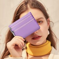 Genuine Leather Coin Purse Keychain Wallet with Zip Closure, Premium Small Pocket Organizer for Women - Image 5