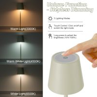 HASUN 2 Pack Cordless Table Lamp, Portable LED Desk Lamp, 5200mAh Battery Operated Lights, 3 Color Stepless Dimming Up, Night Light for Bedroom/Date/Bars/Cafe/Camping (Cream 2Pack) - Image 5