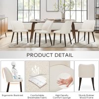COLAMY Upholstered Dining Chairs Set of 4, Modern Fabric Dining Room Kitchen Side Chair with Padded Seat and Wood Legs for Restaurant/Cafe, Beige - Image 3