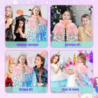 Meland Princess Dress Up for Girls 3-8, 11Pcs Mermaid Cape with Crown, Dress Up Clothes Birthday Gift Toys for Girls Toddlers - Image 6