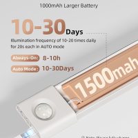 EZVALO 6-Pack Under Cabinet Lighting, Wireless Closet Lights, 50 LED Rechargeable Motion Sensor Light, Dimmable, 3 Color Temperatures, 11.8 inch Counter Lights for Kitchen, Pantry, Bedroom, Wardrobe - Image 5