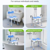 Ergonomic H-Shaped Shower Chair for Elderly and Disabled with Padded Back & Arms, FSA/HSA Eligible 500 lbs Heavy Duty Adjustable Shower Stool Seat for Easy Cleaning, Anti-Slip Bath Chairs for Bathtub - Image 6
