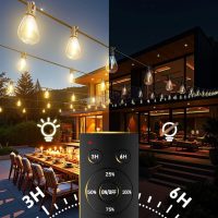 luckystyle 100FT LED Outdoor String Lights with Remote, 35+ 1 Shatterproof Bulbs Waterproof and Dimmable Patio Lights for Porch, Garden, Backyard, Deck, Balcony, 2700K Hanging Lighting - Image 6