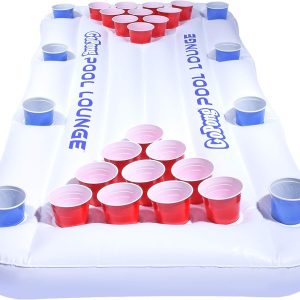 GoPong Pool Lounge Beer Pong Inflatable with Social Floating, White