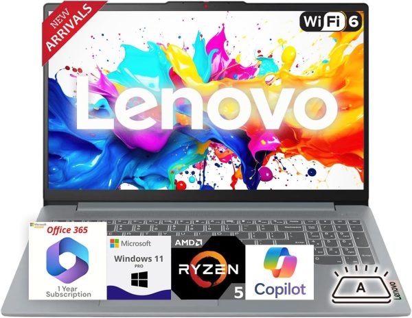 Lenovo New Business Ideapad Laptop with Microsoft Office, AMD Ryzen 5 5625U (Outperforms i7-1260U), 15.6" FHD TN Anti-Glare Display, 16GB RAM, 1TB SSD, Backlit Keyboard, Windows 11 Pro, WOWPC USB
