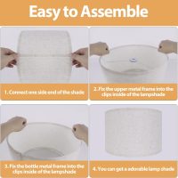 Lamp Shades Set of 2, Drum Lampshades 12.6" Diameter x 8.3" High Lamp Shades for Table Lamps Natural Linen, For Floor Lamps, Table Lamps, Easy Assembly Required, Harp Not Included, Beige - Image 5