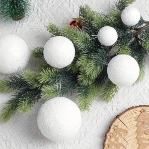 White Foam Ball Home Decoration, Suitable for Parties, Festivals, Christmas Tree Home Decoration（M，6Pcs）