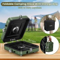 OGERY 2-Burner Foldable Camping Stove with Griddle (Textured & Smooth) and Carrying Bag, Portable Propane Camp Stove with 2 Adjustable Burners & Piezo Ignition, for Camping Tailgating Essentials Gear - Image 6