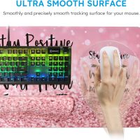 iCasso Mouse Pad,Large Pink Desk Mat Set, 4in1 XXL Mousepad + Keyboard Wrist Rest+Mouse Wrist Rest+Coaster with Ergonomic Desk Pad for Home Office Table Computer Cover -Pink Stay Positive - Image 5