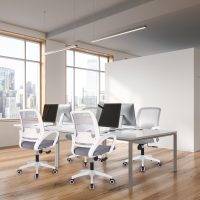 NEO Chair Office Desk Ergonomic Mesh Computer Chair with Lumbar Support Adjustable Height Swivel Rolling Wheels Comfy Mid Back Task Chair for Home Bedroom Vanity Study (Grey) - Image 6