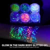 Teenitor 6 Colors Glow in The Dark Glitter Gel, Face Glitter Gel, Body Glitter Hair Glitter for Halloween Makeup UV Black Light Party Cheer Raves Festivals - Image 8