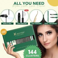 DIY Lash Extension Kit KEYYOU 144pcs Lash Clusters Eyelash Extension Kit with Mascara Brush Bond and Seal Lash Glue Remover Lash Applicators Lash Brush for DIY Lash Extensions (Y02 Kit) - Image 2
