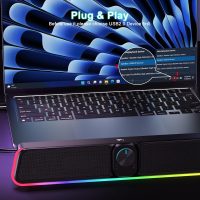 Computer Speakers - Wired USB Powered Bluetooth Computer Sound Bar with RGB & Volume Knob, HiFi Stereo Portable Gaming Sound Bar Speaker for Desktop Monitor, PC, Laptop, Tablets, Mac Air/Pro - Image 6