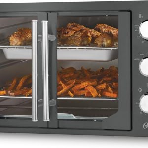 Oster Extra-Large French Door Toaster Oven, 6-in-1 Countertop Air Fryer Oven, Stainless Steel