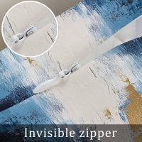 Rustic Blue Gold Pillowcases, Abstract Neutral Brush Strokes Artwork Soft Bed Throw Pillow Covers Case, Decorative Pillow Sham Cushion Cover with Hidden Zipper for Bed Sofa Couch, 20"x26" - Image 7