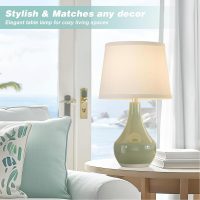 Seealle Modern Green Table Lamps Set of 2 - Bedside Lamps for Night Stands, 19.4" Bedroom Lamp for Living Room Sage Green Lamps with Rocker Swtich - Image 3