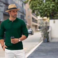 COOFANDY Mens Knit Polo Shirts Casual Long Sleeve Classic Polo Shirts Button Down Golf Shirts - Image 5