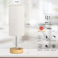 Touch Bedside Table Lamp with USB - 3 Way Dimmable Wood Lamp for Bedroom Nightstand, Desk Lamp with Charging Station for Dorm, Living Room, Office, Kids Room, Nursery, Small - Image 5