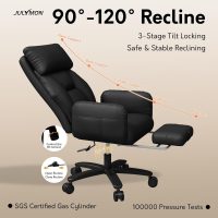 Cross Legged Office Chair with Arms, Criss Cross Desk Chair, High Bcak Big and Tall Office Chair with Foot Rest, Reversible Armrests & Wide Seat Reclining Desk Chair, Black - Image 8