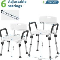 Shower Chair for Inside Shower with Arms and Back, FSA/HSA Eligible 500 lbs Adjustable Heavy Duty Bathtub Safety Stool, Non-Slip & Tool-Free Bath Bench Seat for Elderly, Seniors & Disabled - Image 4