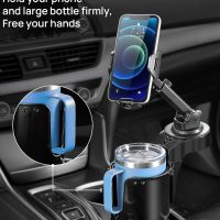 JOYTUTUS Cup Holder Phone Mount for Car, Car Cellphone Large Adapter Long Arm with 360 Degree Rotation, Compatible iPhone, Samsung & All Smartphones - Image 2