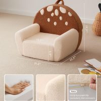 Blissful Diary Toddler Chair Comfy, Foam Kids Chair with Soft Teddy Plush, Toddler Reading Armchair with Cute Mushroom Designs- Brown - Image 3