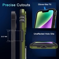 DEERLAMN Case for iPhone 13/iPhone 14 6.1-Inch with Slide Camera Cover+Screen Protector(2 Packs),Rotated Ring Kickstand Military Grade Shockproof Protective Cover-Olive Green - Image 7