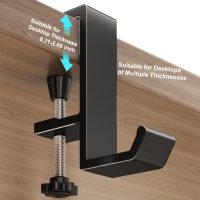 Headphone Stand Hanger Holder, Under Desk Aluminum Alloy Headset Stand with Fit for Gaming PC Accessories,Under Desk Clamp Hook Mount Suitable for Xbox/PS4 Controller, Office, Computer Desk (Black) - Image 4