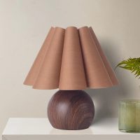 KUNJOULAM Cute Small Table Lamp, Modern Bedside Nightstand Lamp with Coffee Fabric Lampshade, Metal Base for Bedroom Home Office Decor (Without Buld) - Image 3