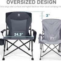 EVER ADVANCED Oversized Folding Camping Chair, for Adults Heavy Duty Lawn Chair with Side Pockets, Portable Collapsible Quad Chair for Outside, Support Up to 500lbs, Grey - Image 4