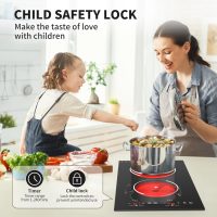 VBGK Electric Cooktop,12 Inch Built-in Radiant Electric Stove Top,110V 2100W 2 burner cooktop With 9 Heating Level, Timer & Kid Safety Lock, Sensor Touch Control 2 burner Induction Cooktop - Image 6