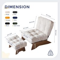 MAXYOYO Accent Chair with Ottoman Adjustable Backrest, Tufted Living Room Chair Upholstered Lounge Chair with Footrest Set, Modern Chair Cozy Reclining Chair for Reading Room, Beige - Image 2