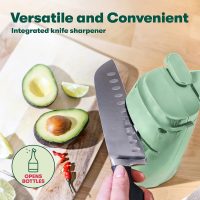 BELLA Electric Can Opener and Knife Sharpener, Multifunctional Jar and Bottle Opener with Removable Cutting Lever and Cord Storage, Stainless Steel Blade, Sage - Image 6