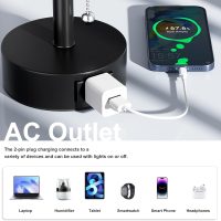 Bedside Table Lamps Set of 2-3 Color Temperatures Pull Chain Lamp with AC Outlet Charging Port, Small Round Night Stand Lamps for Bedroom Guest Room Office, Bed Side Light with E26 LED Bulbs - Image 3