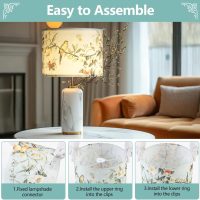 Drum lamp shades, 13x13x10in Fabric Lamp Shade, Printed Floral and Bird Print Lamp shades, 1 Pack Lamp Shades for Table Lamps, Support Spider and E26/E27 Base - Image 6