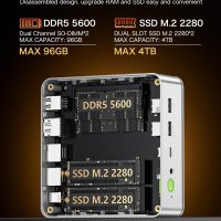 GMKtec Mini PC, K9 Intel Core Ultra 5 125H (Turbo 4.5GHz, 14C/18T) Desktop Computer 1TB SSD 32GB Dual DDR5 5600MHz Dual LAN 2.5G Dual Fan WiFi 6 USB-C BT5.2 USB 3.2 - Image 6