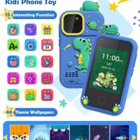 Smart Phone for Kids Toys Age 4-6, Christmas Birthday Gifts Dinosaur Toddler Toys for Boys 5-7, Touchscreen Dual Camera Kids Cell Phone for Boys Age 8-10, with Games,SD Card,Screen Protector - Image 2