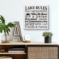 Country Lake Rules Canvas Wall Art Print Make Memories Watch the Sunset Lake Poster Painting Framed Artwork Rustic Home Wall Decoration 8 X 8 Inch - Image 5