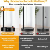 Set of 2 Industrial Table Lamps with USB Port, Fully Stepless Dimmable Bedside Lamps for Bedrooms, Nightstand Desk Lamp with Clear Glass Shade for Reading Living Room Office 2 LED Bulb Included - Image 6